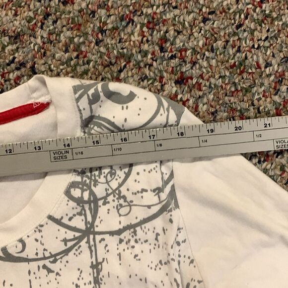 Polaris White with Gray Swirl Logo Long Sleeve Scoop Neck Cotton Tee Size L - Picture 7 of 9